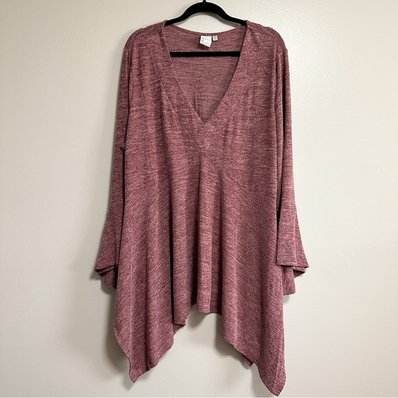 JMS Just My Size Bell Sleeve Lightweight Deep V-Neck Top Size 5X - Picture 2 of 10